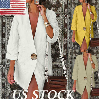 

Women Casual Slim OL Suit Blazer Ladies Outwear Solid Long Sleeve Jacket Coat