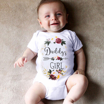 

Newborn Infant Baby Daddys Girl Letter Floral Romper Bodysuit Clothes