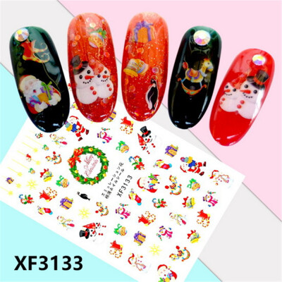 

〖Follure〗Christmas Nail Art Water Transfer Decals Snowflake Xmas Manicure Stickers Tips