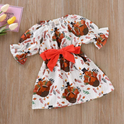 

UK Thanksgiving Newborn Kids Baby Girl Turkey Bowknot Party Tutu Dress Clothes