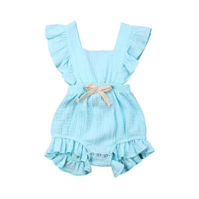 

Newborn Baby Girl Romper Ruffled Solid Color Backless Flare Sleeve Romper Infant Casual Outfits