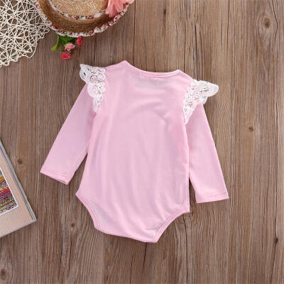 

Newborn Baby Girl Toddler Lace Shoulder Bodysuit Jumper Romper Jumpsuit Clothes