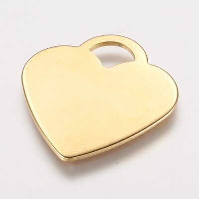 

304 Stainless Steel Pendants Heart Golden 26x25x1mm Hole 5x7mm