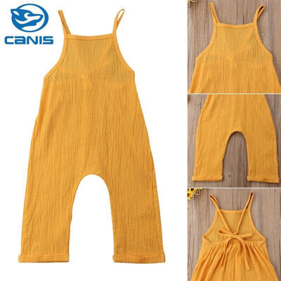 

Fashion Kid Baby Girl Boy Bib Pants Backless Romper Jumpsuit Bodysuit Outfits Clothes Yellow