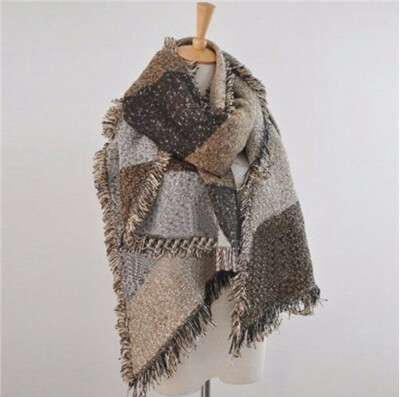 

New Women Long Cashmere Winter Wool Blend Soft Warm Scarf Wrap Shawl Plaid Scarf