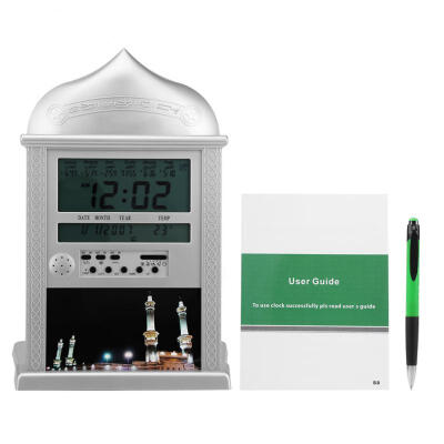 

Greensen 1pc Muslim Islamic Prayer Praying Azan Athan Alarm Wall Clock Silver with Pen