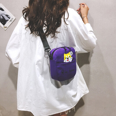 

Small bag female 2019 new ins Japanese Harajuku girl canvas bag cartoon wild ugly cute shoulder Messenger bag