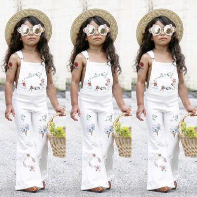 

Toddler Kids Baby Girls Floral Bib Pants Overalls Romper Clothes Outfits 1-6T