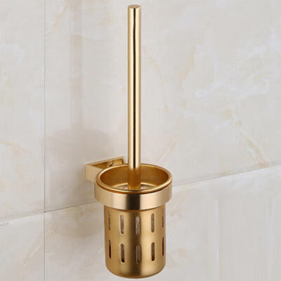 

Greensen Aluminum Wall Mounted Hollow Toilet Brush Home Bathroom Cleaning Brushes Holder Set Gold