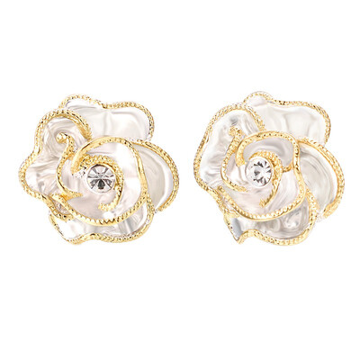 

Yoursfs clip earrings for women black rose flower gold plated earring enamel