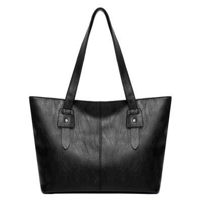 

Solid Color Shoulder Handbags Women PU Leather Top-handle Bags Large Totes