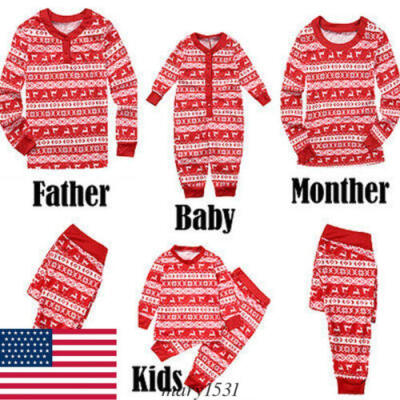 

Family Matching Adult Kids Striped Christmas Pyjamas Nightwear Pajamas PJs Sets