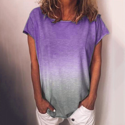 

Starmoon Womens Casual Gradient Color Short Sleeved T-Shirt Tunic Blouse Tops