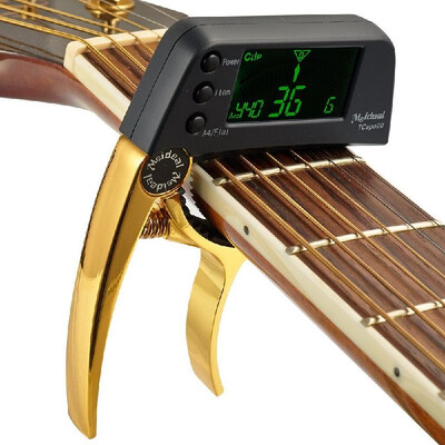 

TCapo20 Multifunctional Aluminum Alloy 2-in-1 Guitar Capo Tuner with LCD Screen for Normal Acoustic Folk Electric Guitar Chromatic