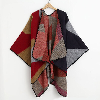 

Autumn&winter new color matching imitation cashmere scarf female seaside travel wild split shawl summer air-conditioned room cloak
