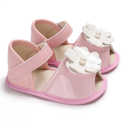 

Newborn Baby Boys Girls Shoes Flower Crib Prewalker Sandals Soft Anti-slip Shoes