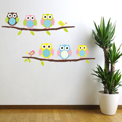 

Owls on branch Pattern PVC Removable Kids Room Vinyl Decal DIY Wall Sticker