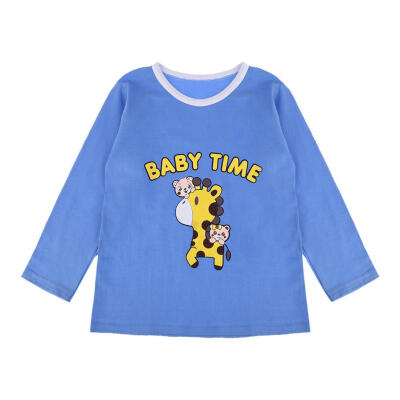 

Kids Boys Cute Cartoon Giraffe Printed Long Sleeve O-Neck Cotton T-Shirts