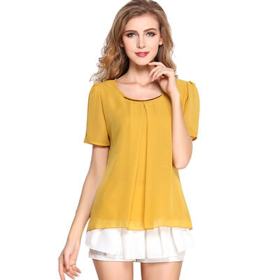 

Women O-Neck Chiffon T-shirt Short Sleeve Summer Daily Casual Lady Tops