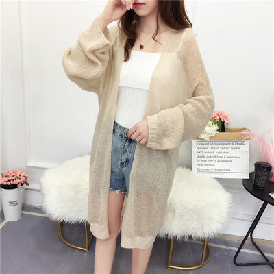 

Autumn Plus Size Sweater Long Loose Cardigan Women Long Sleeve Loose Thin Sweaters Solid Color Jumper Clothing Tops