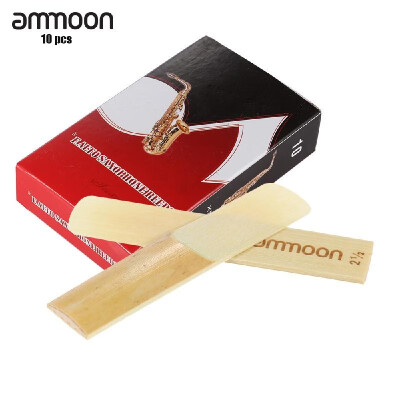 

ammoon 10-pack Pieces Strength 25 Bamboo Reeds for Eb Alto Saxophone Sax Accessories