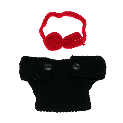 

Baby Girl Infant Black Underpants Bow Tie Costume Green Crochet Knitting Soft Adorable Costume Clothes Photo Photography Props