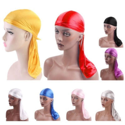 

Solid Color Nylon Smooth Shiny Silky Du Rag Durag Headband Pirate Cap Unisex Hat