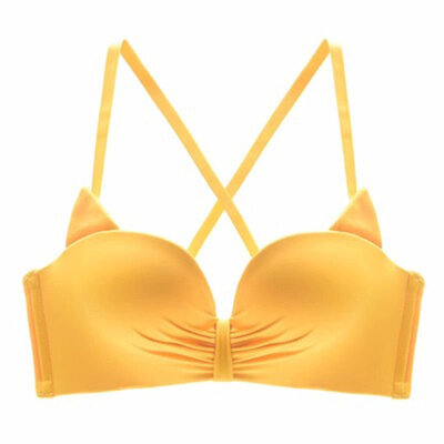 

New Sexy Cat Ears No Steel Ring No Trace Cross Beauty Back Pad Solid Color Gathered Bra