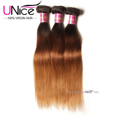 

UNice 8A Brazilian Straight Human Hair Extensions Ombre Threetone T1B427