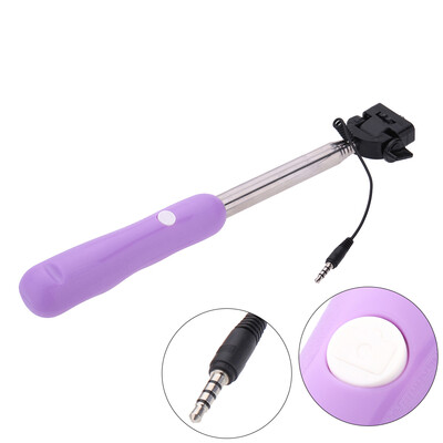 

Wired Cable Remote Shooting Control Shutter Telescoping Extending Pole Selfie Monopod Stick Holder 180° Rotation with Clip 22-78cm