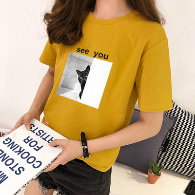 

Womens Round Neck Printed Short Sleeve T-Shirt