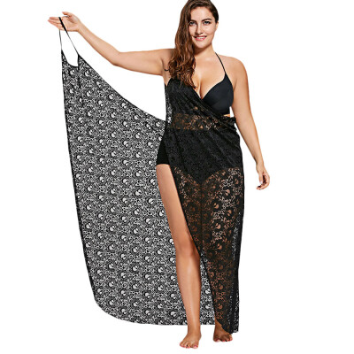 

Plus Size Lace Cover Up Wrap Dress