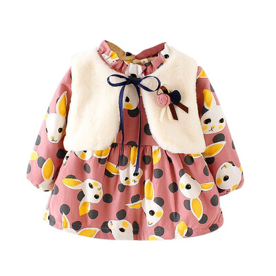 

Autumn Winter Baby Girls Dress Long-Sleeve Princess Dress Kids Clothes Children Bow Dresses Set