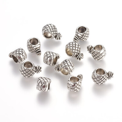 

Antique Silver Fruit Tibetan Style European Beads Large Hole Pineapple Beads Lead Free & Cadmium Free 12x7x6mm Hole 5mm