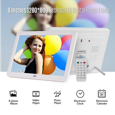 

Andoer P801 8 Inches LED Digital Photo Frame Desktop Electronic Album 1280800 HD 169 Display Supports MusicVideoPhoto PlayerA