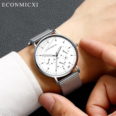 

Gobestart Fashion Mens Alloy Band Analog Quartz Round Wrist Watch Mens Business Watch
