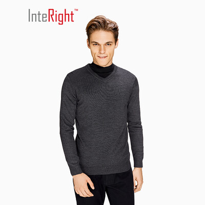 

INTERIGHT50 wool mens business casual V-neck sweater dark blue  code