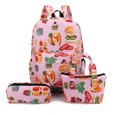 

Tailored 3Pcs Fashion Girl Student Pattern Canvas School BackpacksHand BagPen Bag