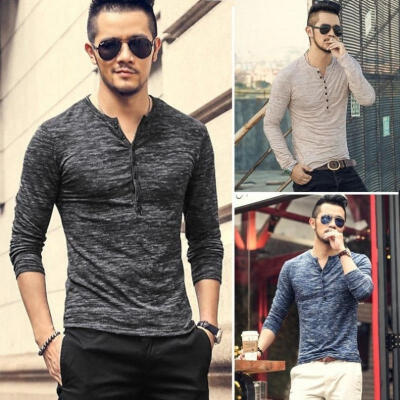 

Fashion Men&39s Slim Fit V Neck Long Sleeve Muscle Tee T-shirt Casual Tops Blouse