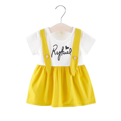 

Summer Dress Girl Clothes Letter Strap Fashion Kids Dresses For Girlsborn Baby Clothing Causal Princess Dress