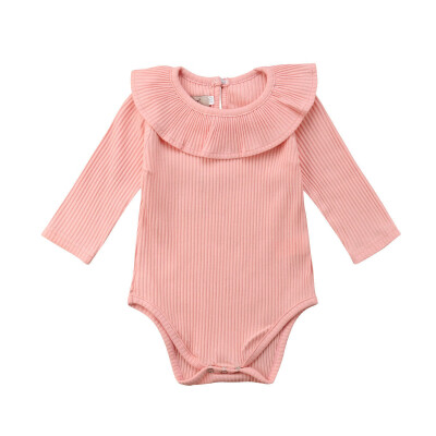 

Newborn Toddler Baby Girls Long Sleeves Bodysuit Lotus Leaf Collar Outfits