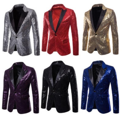 

NEW Men&39s Sequins Clubs Wedding Party Tuxedo Dinner Formal Suit Jacket Coat