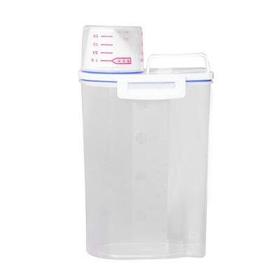 

Handheld Food Storage Container Rice Grain Sealed Box with Measuring Cup