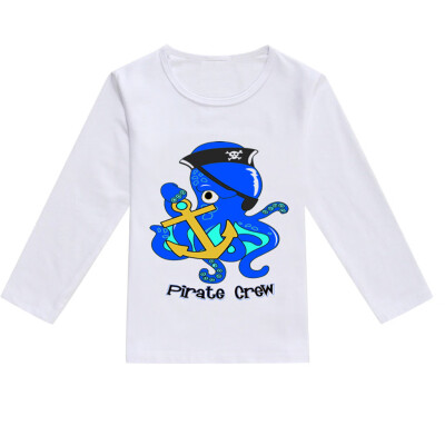 

Toddler Baby Kids Boys Girls Spring Cartoon Print Tops T-shirt Casual Clothes