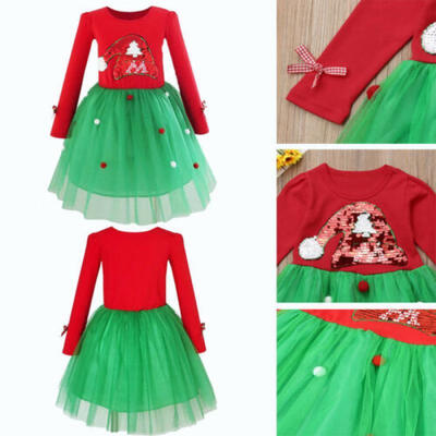 

SUNSIOM Xmas Toddler Kids Girl Dress Christmas Pageant Princess Party Tutu Dresses