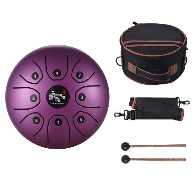 

8 Inch Compact Size 8-Tone Steel Tongue Drum C Key Percussion Instrument Hand Pan Drum with Drum Mallets Carry Bag