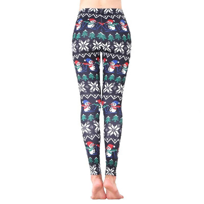 

Autumn Women Warm Leggings Christmas Printed Slim Trousers High Waist Vintage Fitness Capris Pants
