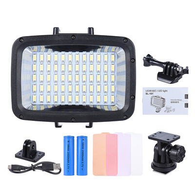 

Andoer 12W 3 Mode 5500K Fill-in LED Light Lamp Diving 40m w 2pcs 2000mAh Battery Detachable USB Port Mounting Base 3 Filter for G