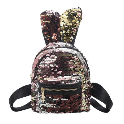 

Mini Shining Sequins Backpack Rabbit Ear Shoulder Bags for Women Baby Girls