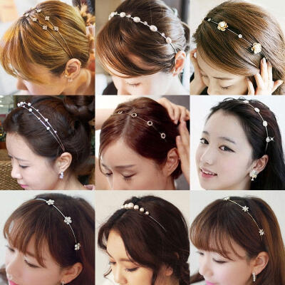 

Fashion Silver plated Metal Crystal Headband Head Piece Hair Band Jewelry for Women Lady wedding hairband double layers